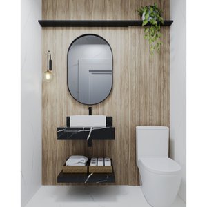 Bancada em Porcelanato para Banheiro 60cm  Sem cuba PRETO 