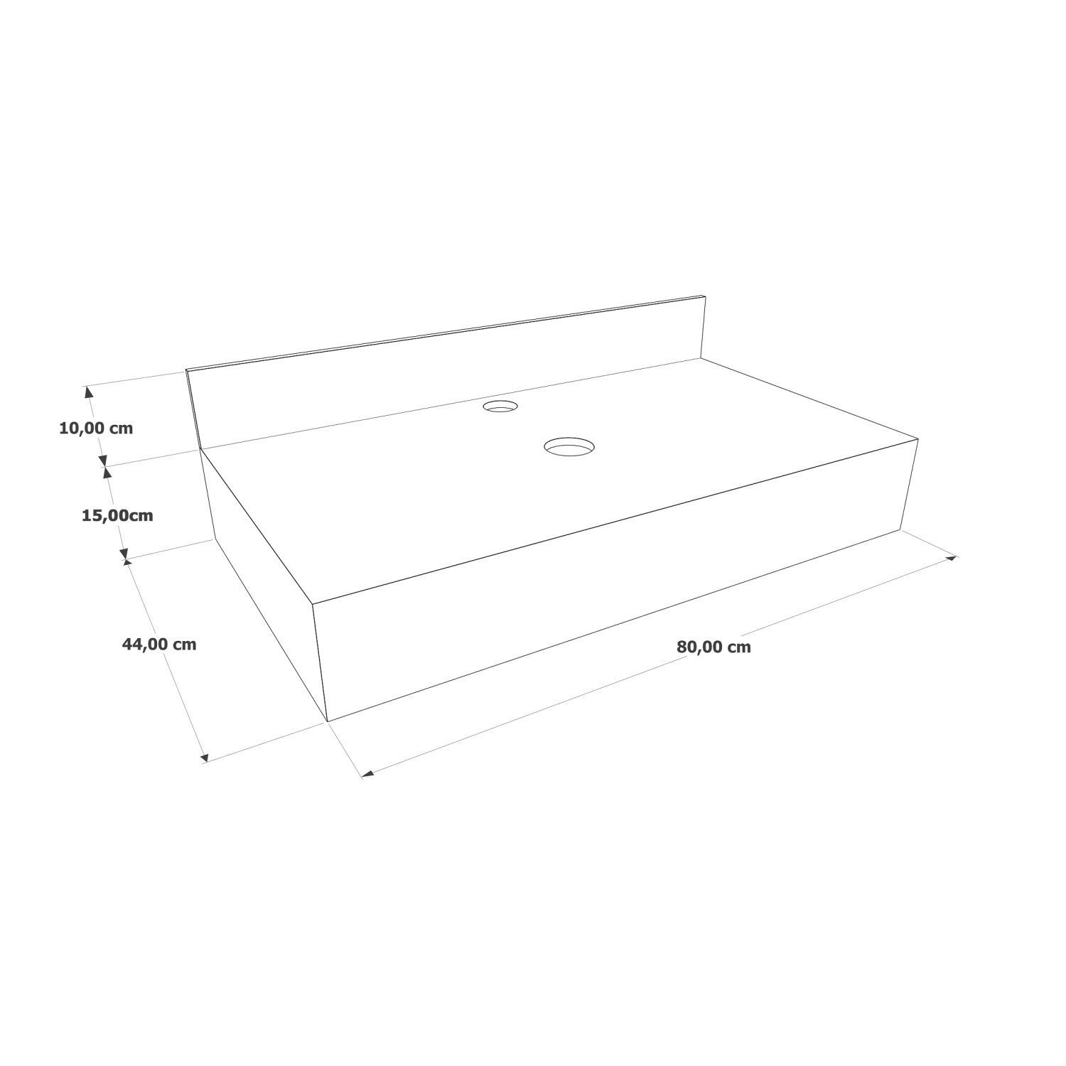 Bancada em Porcelanato para Banheiro 80cm  Sem cuba BRANCO - 3