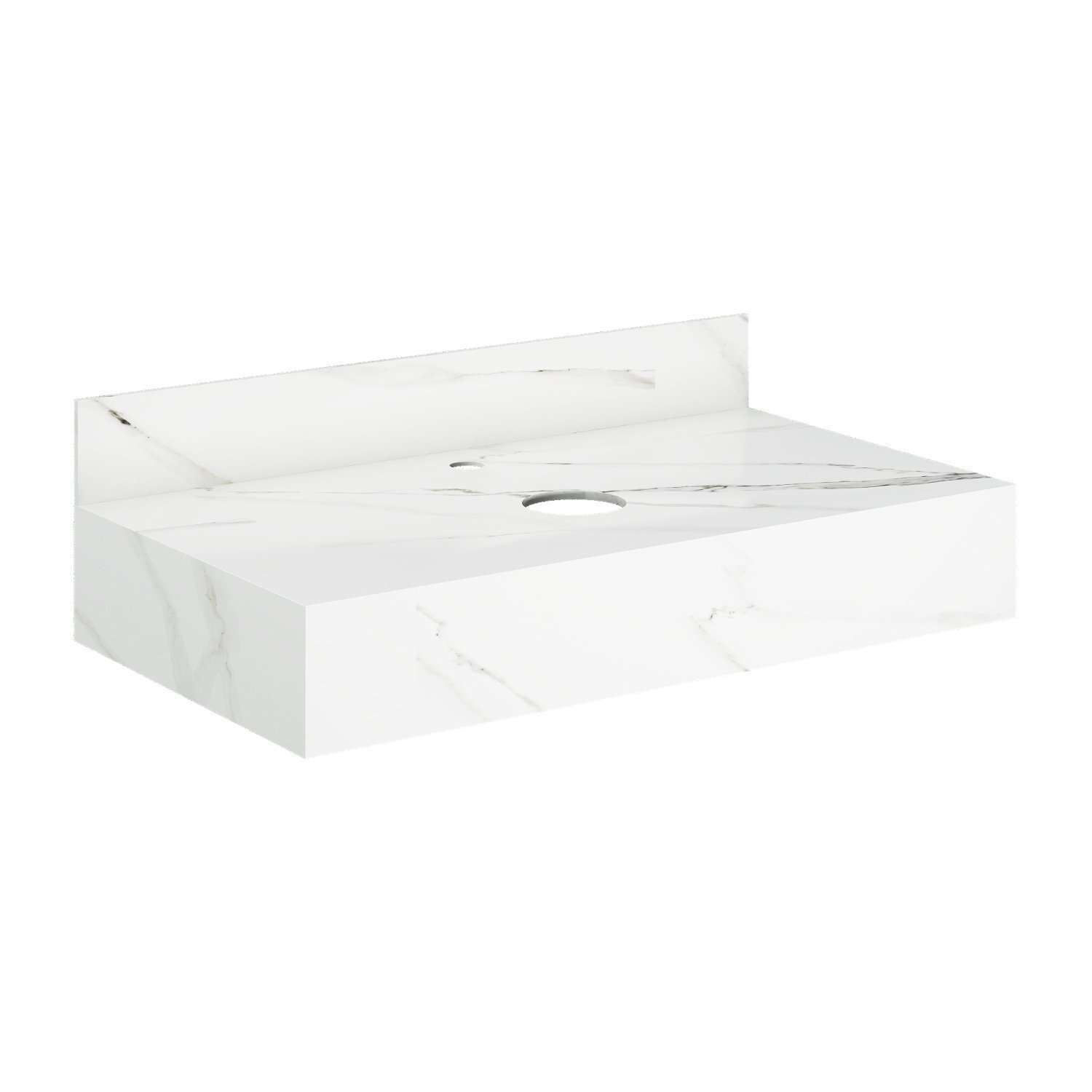 Bancada em Porcelanato para Banheiro 80cm  Sem cuba BRANCO - 2