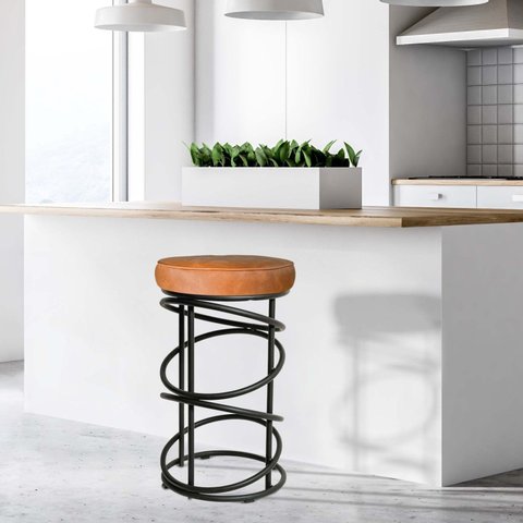 Banqueta 62cm Londres Preto/Caramelo
