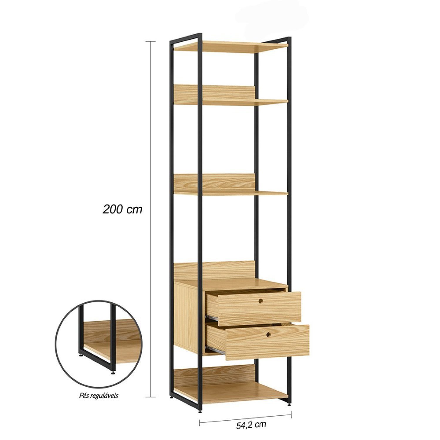 Guarda Roupa Closet Modulado Industrial 1 Porta 6 Gavetas  - 3