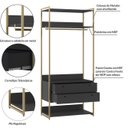Ver imagem 7 de Guarda Roupa Closet Modulado Solteiro 1 Porta 6 Gavetas 197cm - Estrutura Metálica Moderna Preto