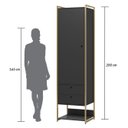 Ver imagem 4 de Guarda Roupa Closet Modulado Solteiro 1 Porta 6 Gavetas 197cm - Estrutura Metálica Moderna Preto