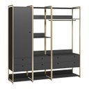 Ver imagem 2 de Guarda Roupa Closet Modulado Solteiro 1 Porta 6 Gavetas 197cm - Estrutura Metálica Moderna Preto