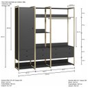 Ver imagem 3 de Guarda Roupa Closet Modulado Solteiro 1 Porta 6 Gavetas 197cm - Estrutura Metálica Moderna Preto