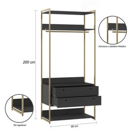 Guarda Roupa Closet Modulado Industrial 1 Porta 6 Gavetas  - 2