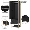 Ver imagem 5 de Guarda Roupa Closet Modulado Solteiro 1 Porta 6 Gavetas 197cm - Estrutura Metálica Moderna Preto