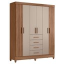 Ver imagem 1 de Guarda Roupa Solteiro Aruba 6 Portas e 4 Gavetas Carvalho/fendi - Moval