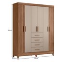Ver imagem 4 de Guarda Roupa Solteiro Aruba 6 Portas e 4 Gavetas Carvalho/fendi - Moval