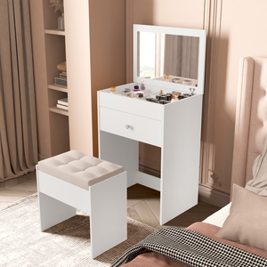 Penteadeira Organizadora com Espelho e Gaveta Banco Incluso