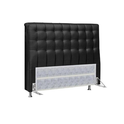 Cabeceira Cama Box Estofada Queen Size Queen Dama Courano Preto - Simbal