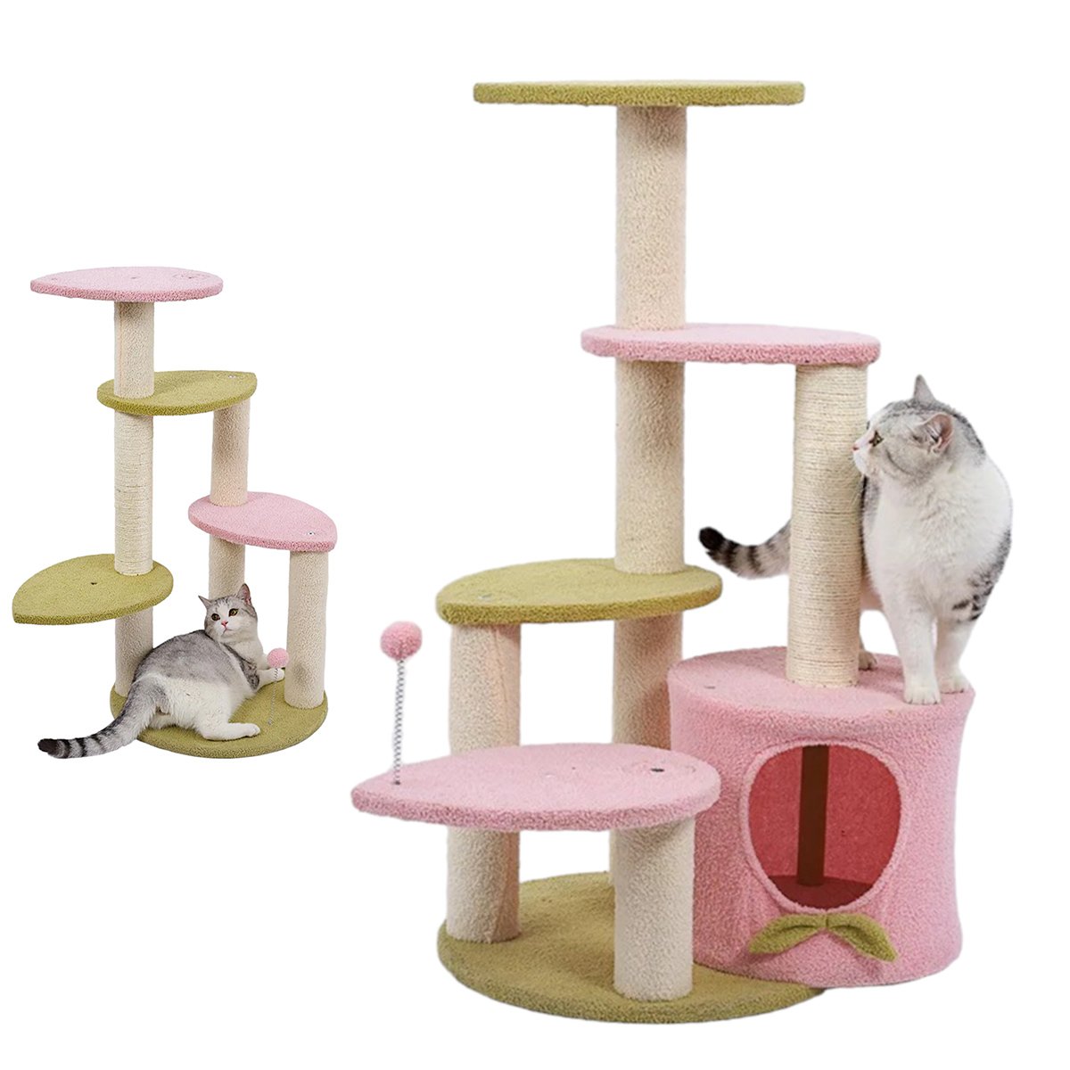 Arranhador Gato Pet Felino 5 Modos Casinha Brinquedo Escalada Sisal Macio Confortavel Aconchegante C