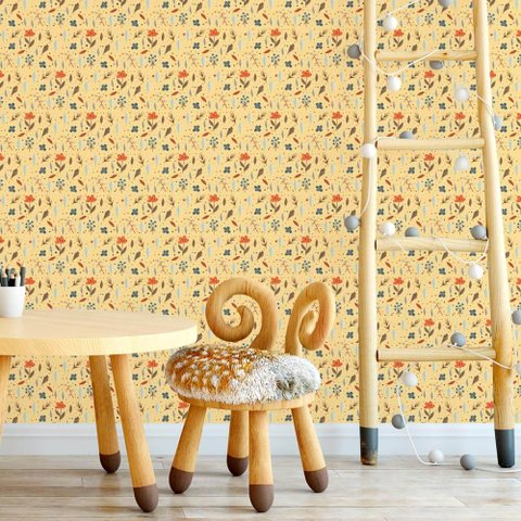 Papel de Parede Floral Anos 60 C Arte Destaque 3,50 Metros