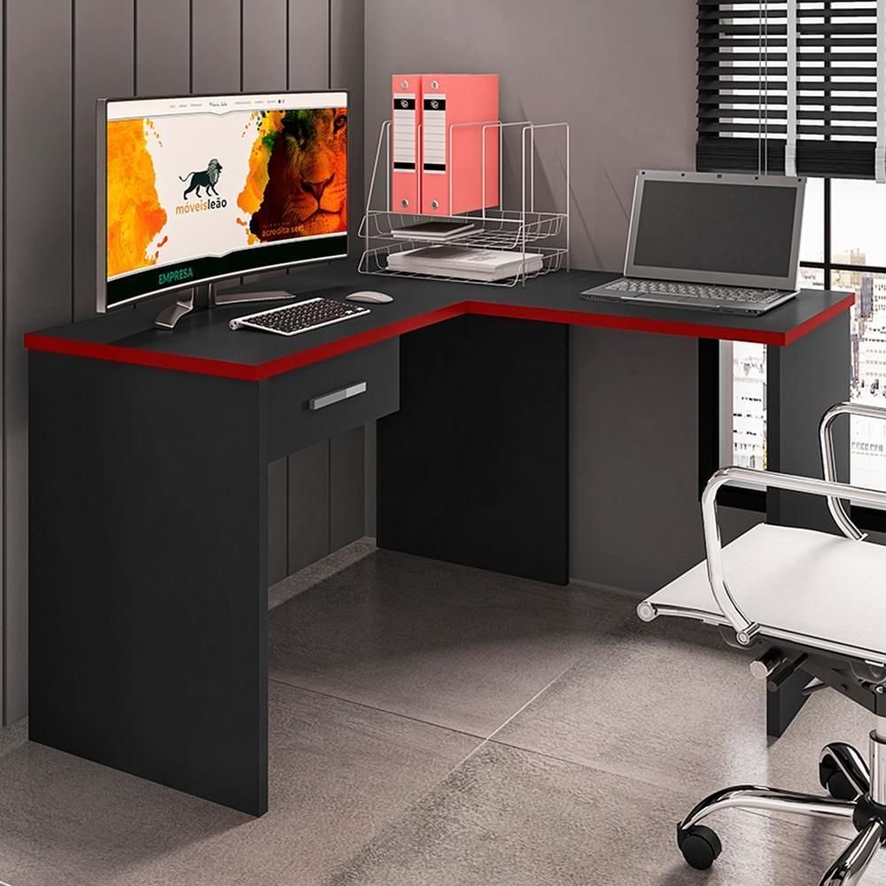 Mesa de Canto para Computador Desk Gamer Drx-9000 Preto/vermelho