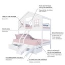 Ver imagem 4 de Beliche Casal/ Solteiro Casinha Dos Sonhos com Escada/ Escorregador e 02 Gavetas Madeira Maciça