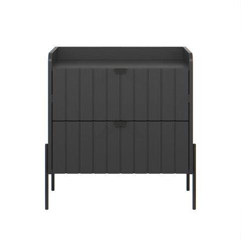 Mesa Lateral para Cama Moriah 60cm Retro 100% Mdf Grafite com Preto