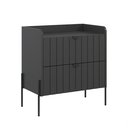 Ver imagem 4 de Mesa Lateral para Cama Moriah 60cm Retro 100% Mdf Grafite com Preto