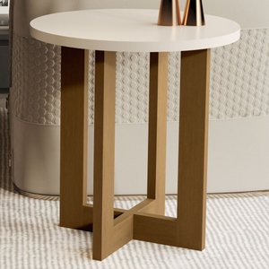 Mesa de Canto Luxo 100% Mdf Pérola/Nature 8002 - Jb Bechara