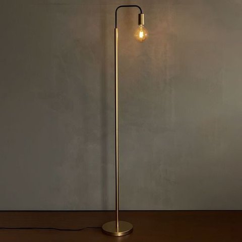 Luminaria de Chao Dourado Curvado em Aluminio para Leitura e Sala de Estar Soquete E27 Bivolt