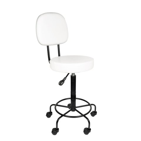 Cadeira Mocho Alto Branca Estética Giratória Encosto Altura Maxima 79cm
