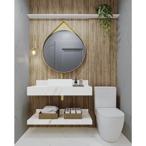 Bancada em Porcelanato para Banheiro 100cm  Sem cuba BRANCO