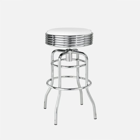 Banqueta de Aço Giratória Panamá Prata/Cromado/Branco