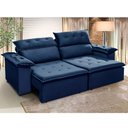 Ver imagem 1 de Sofá Retrátil e Reclinável 250 cm Supremo Veludo Azul Chamby Móveis