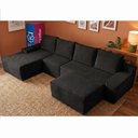 Ver imagem 1 de Sofá Evo 3,40m Molas Ensacadas com Apoio Chaise Lounge Esquerda Velourê Preto Cama Inbox