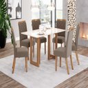 Ver imagem 1 de Conjunto Sala de Jantar Mesa 6 Cadeiras Yara Marrom/Nature/Off White/Amêndoa