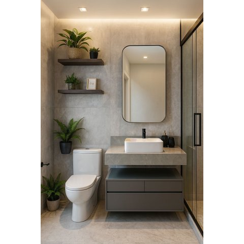 Bancada em Porcelanato Para Banheiro Completo Alto Padrao 100cm Sem Cuba