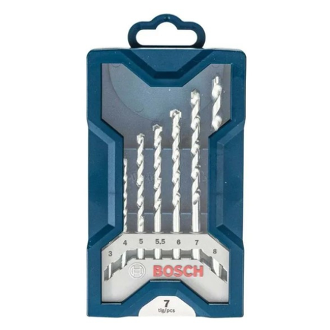 Kit 7 Brocas para Concreto Bosch Mini X-Line 3 a 8mm com Estojo