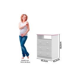 Cômoda Infantil Smim c/ 3 Gavetas e 1 Nicho Branco - Peroba - 3