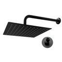 Ver imagem 1 de Ducha Chuveiro Slim Inox Quadrado 20x20 Suporte Parede Preto Fosco Banheiro Area Externa Piscina LEV