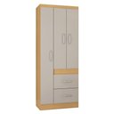 Ver imagem 1 de Cômoda 868 4 Gavetas e 1 Porta com Guarda Roupa Solteiro Milão 3 Portas Damasco Off White -