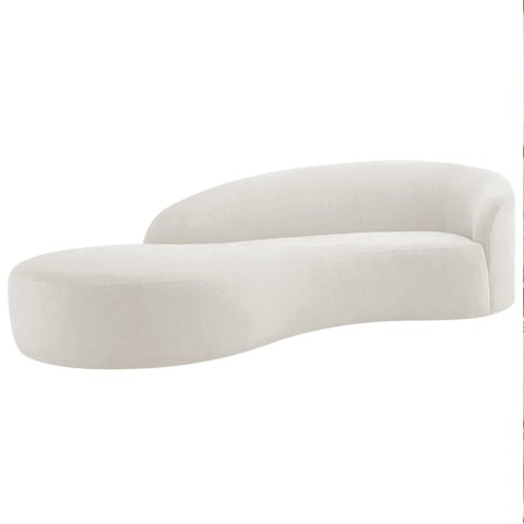 Divã Recamier Orgânico França 200cm Lado Esquerdo Bouclé Branco - Amarena Moveis