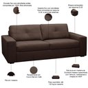 Ver imagem 3 de Sofá 3 Lugares para Sala de Estar Living 235cm Vienne L06 Couro Marrom Café - Lyam Decor