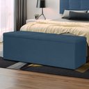 Ver imagem 2 de Kit Cabeceira e Calçadeira Baú Casal 1,40m Berlim Suede Azul Marinho - Pallazio