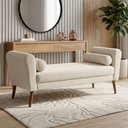 Ver imagem 2 de Puff Recamier Estofado para Quarto Itália 140cm com Pés Palito Bouclê Bege - Desk Design