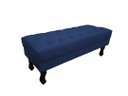 Ver imagem 1 de Recamier Luis Xv Capitonê Retrô 100cm Suede Azul Marinho Pés Madeira Mz Decor
