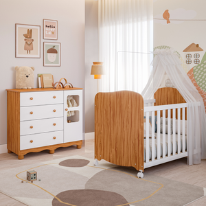 Quarto de Bebê Completo Berço Americano e Cômoda Uli 100% Mdf Faura