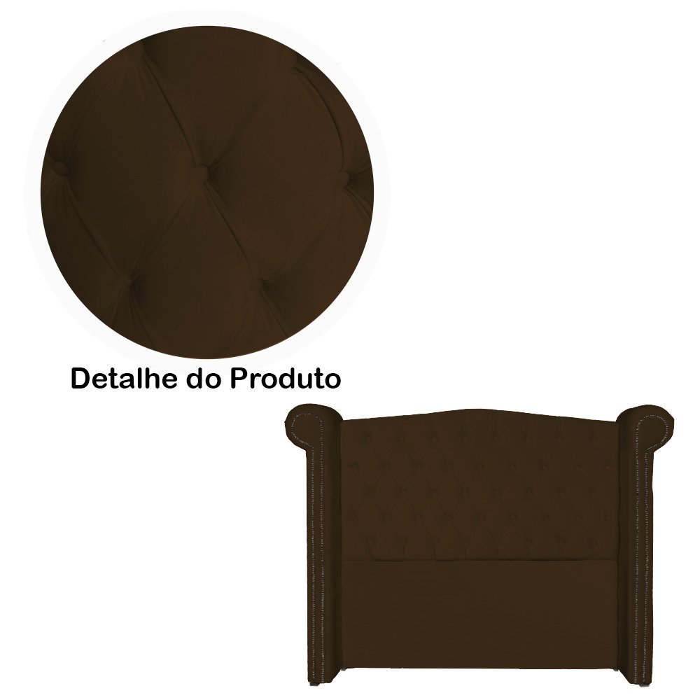 Conjunto Sienna Cabeceira e Recamier Queen 160 Cm Corano Marrom - LM DECOR - 3