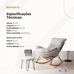 Poltrona Easy Cozy Cinza de Balanço com Apoio para Os Pés - 8