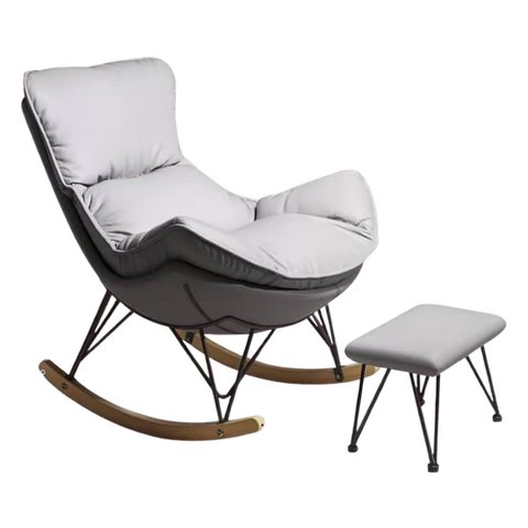 Poltrona Easy Cozy Cinza de Balanço com Apoio para Os Pés