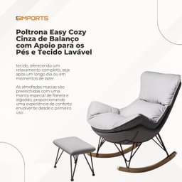 Poltrona Easy Cozy Cinza de Balanço com Apoio para Os Pés - 6