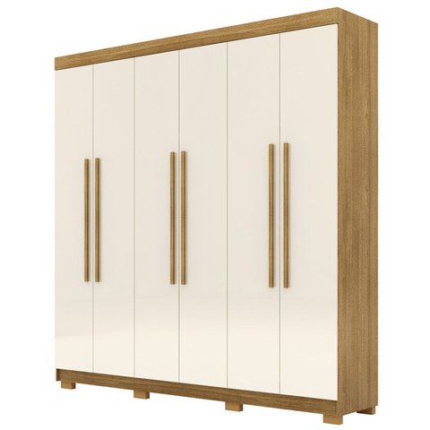Guarda Roupa Casal 218cm 6 Portas Bolty Nature/champanhe V02 - Mpozenato
