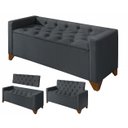 Ver imagem 1 de Recamier Baú Decorativo California 1,30m Premium para Cama Casal Estilo Sofá Estofado Cor Cinza