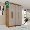 Ver imagem 7 de Guarda-Roupa com Pés 4 Portas 3 Gavetas 100% MDF Veneza Off White/Cinamomo