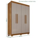Ver imagem 3 de Guarda-Roupa com Pés 4 Portas 3 Gavetas 100% MDF Veneza Off White/Cinamomo