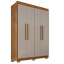 Ver imagem 2 de Guarda-Roupa com Pés 4 Portas 3 Gavetas 100% MDF Veneza Off White/Cinamomo