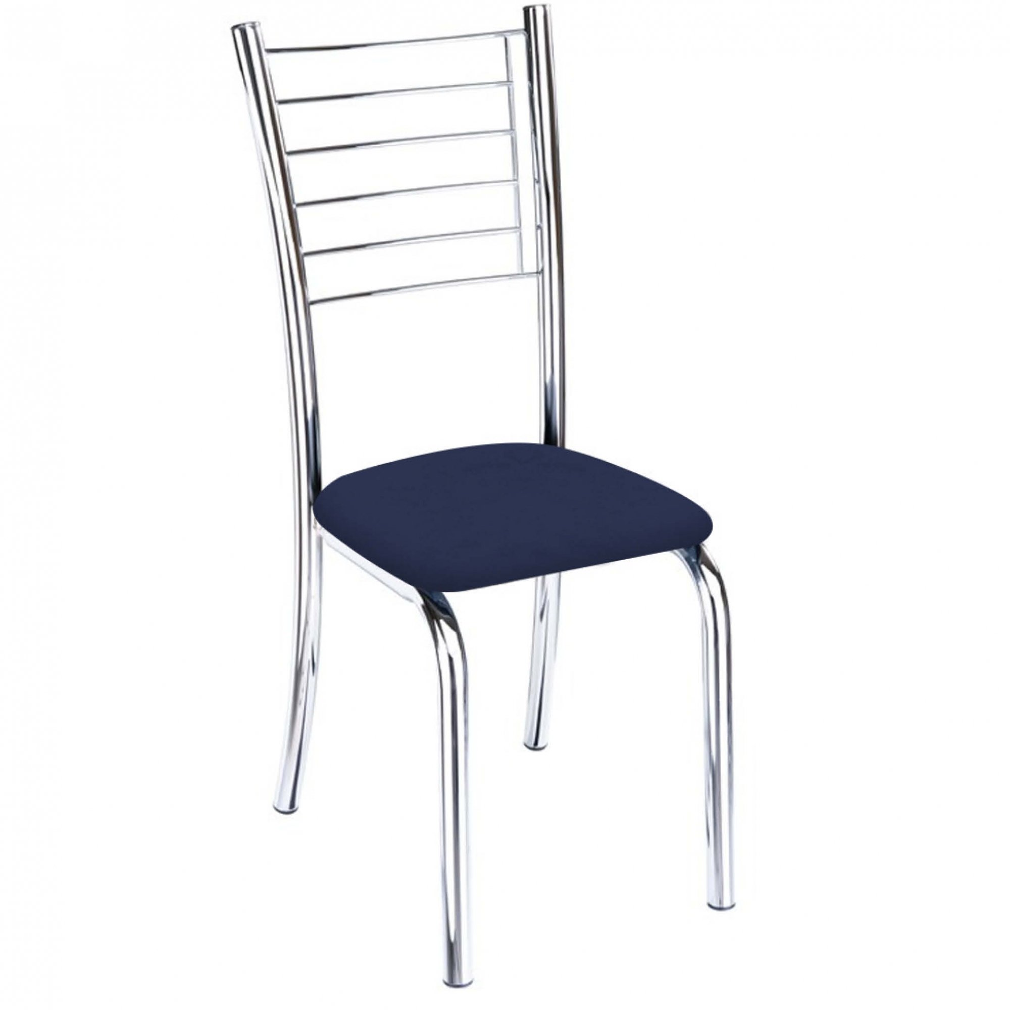 Kit 6 Cadeiras Iara Cromada para Cozinha-Corino Azul-Gat Magazine - 2